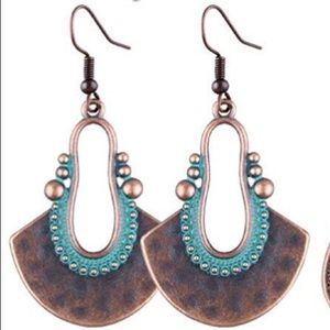 Worn Gold Style Earrings with Turquoise